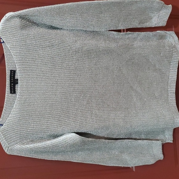 Ralph Lauren Women's Soft Silver Mettalic Crewneck Sweater BLACK LABEL - Picture 1 of 10
